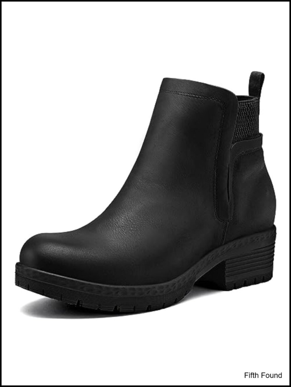 Women's Elastic Gore Lug Sole Chelsea Ankle Boots Round Toe Block Heel